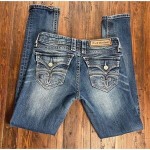 Rock Revival Stephan Skinny Women’s Blue Jeans Size 28x30 Low Rise